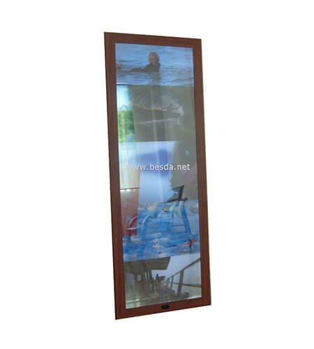 led magic mirror with wooden finished look frame 1100x400mm