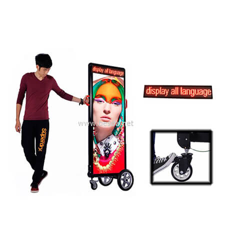 LED Wheel billboard, LED cart billboard, LED wheel lightbox with scrolling message on top