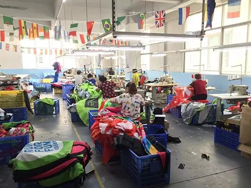 Beach flag sewing department, Foshan factory