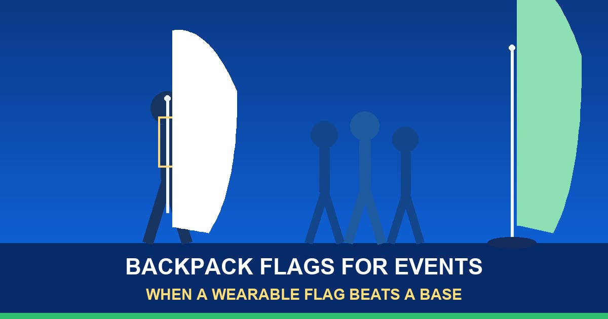 Illustrated cover comparing a wearable backpack flag kit with a base-mounted flag on a pole
