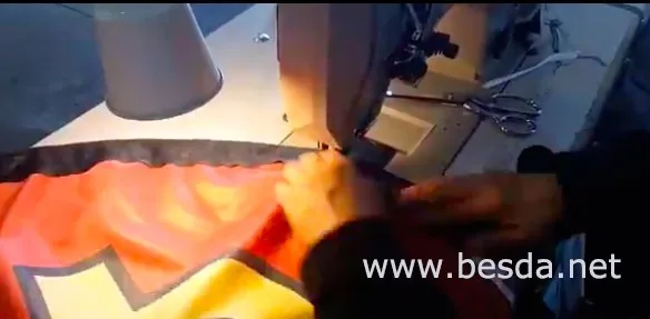 Sewing procedure on fly banner production